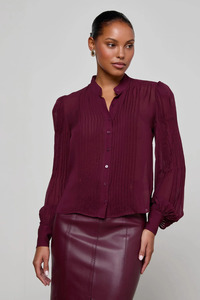 Blouses: Noor Pleated Blouse Dark Port