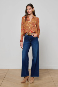 Blouses: Nina Blouse Golden Ochre Multi Twill Paisley