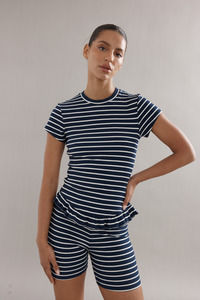 Frilly Baby Tee Navy Stripe