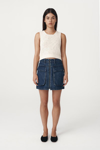 Alfred Zip Mini Skirt Washed Indigo