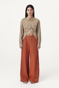 Bottoms: Carlotta Linen Wide Pants Paprika Stripe