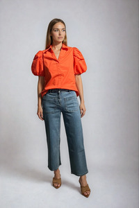 Bec Puff Sleeve Blouse Orange