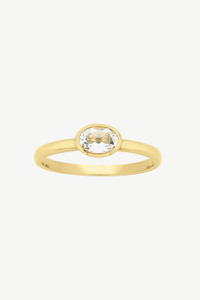 Mon Petit Stacking Ring Gold Oval White Topez