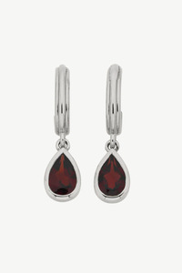 Accessories: Ophelia Hoops Silver Pear Garnet