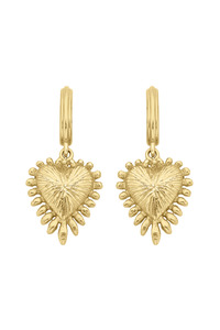 Mini Heart Rays Earrings 22k Gold Vermeil