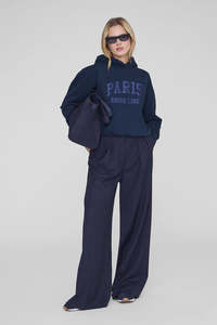 Anine Bing: Debbie Shrunken Hoodie Paris Washed Navy