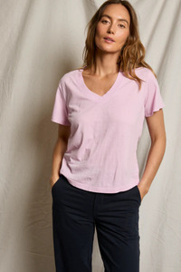 Tees: Hendrix Cotton Boxy V Neck Tee Sugar Pink