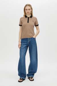 Camilla And Marc: Platinum Short Sleeve Shirt Tan Stripe