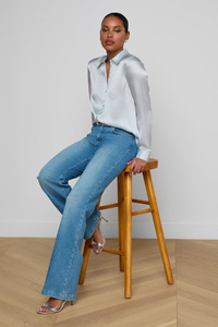 Tyler Long Sleeve Blouse Pale Mist Blue