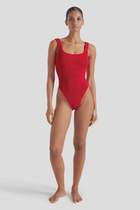 Swimwear: Square Neck Swim Red