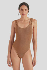 Swimwear: Domino Swim Metallic Cocoa