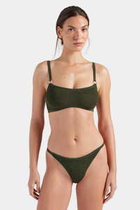 Iris Bikini Gold Hoops Metallic Khaki