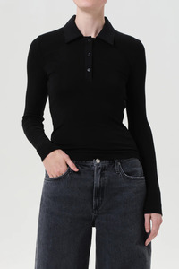 Amos Long Sleeve Polo Black