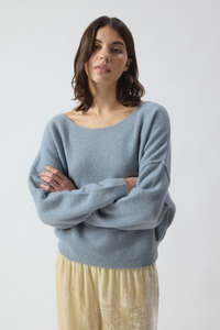 Knitwear: Damsville Boatneck Jumper Storm Melange