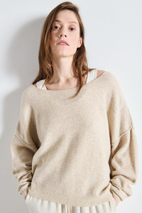 Knitwear: Damsville Boatneck Jumper Sand Melange