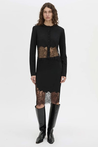 Bottoms: Cayana Lace Knit Skirt Black