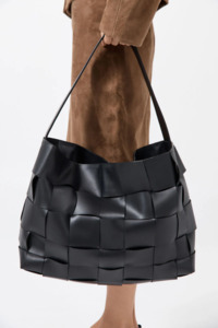 Accessories: Woven Large Tote Black