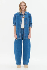 Rylan LS Denim Shirt Mid Wash Blue