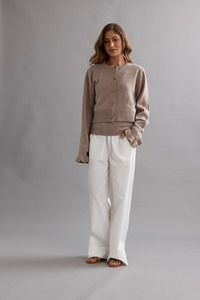 Frilly Crop Cardi Walnut