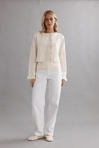 Frilly Crop Cardi Ivory