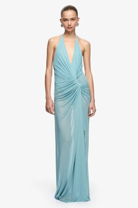 Xanthi V Neck Maxi Dress Bermuda Blue