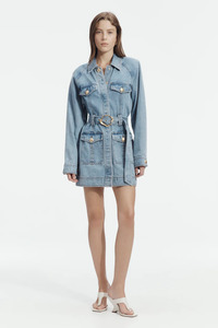Dresses: Lyra Denim Mini Dress Coastal Wash