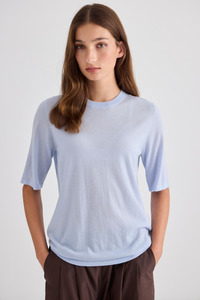 Featherweight Pure Cashmere T-Shirt Pale Blue