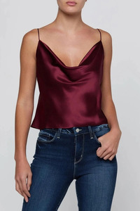 Tops: Calista Cowl Neck Cami Merlot Red