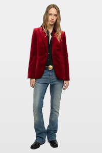 Jackets And Coats: Vavy Velvet Blazer Cherry