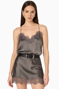 Cami Nyc: The Racer Charmeuse Cami Gunmetal
