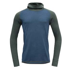 Mens Skiing Clothing: KVITEGGA MERINO 230 HOODIE MAN WOODS/BLUE