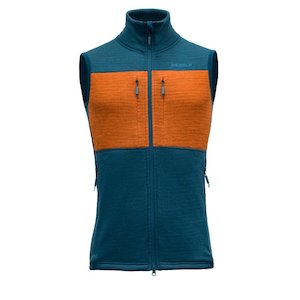 Mens Woolvest Clothing: EGGA GRID VEST MAN FLOOD/FLAME