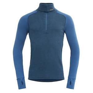 Mens Outdoor Clothing: EXPEDITION MERINO SILK MAN ZIP NECK FLOOD/BLUE