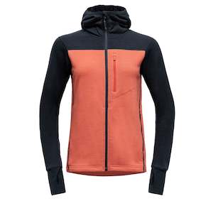 EXPLORER MERINO HOODED JACKET WOMAN INK/CORAL