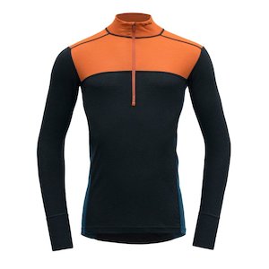 Mens Outdoor Clothing: LAUPAREN 190 ZIP NECK MAN FLAME/INK/FLOOD