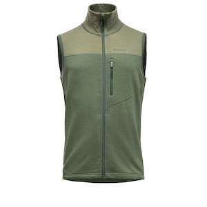 Mens Skiing Clothing: EXPLORER MERINO VEST MAN FOREST/LICHEN