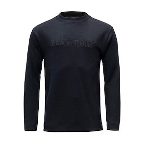 Mens Woolsweater Clothing: BLAATRØIE WOOL SWEATER W/EMB DEEP MARINE