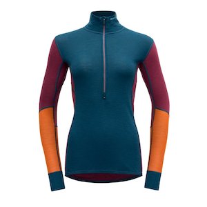 WOOL MESH 190 ZIP NECK WOMEN BEETROOT