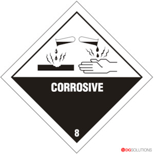 Class Labels: Class 8 Corrosive Substance Labels – 100mm x 100mm | Roll of 500