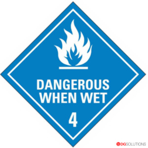 Class Labels: Class 4.3 Dangerous When Wet Labels – 100mm x 100mm | Roll of 500