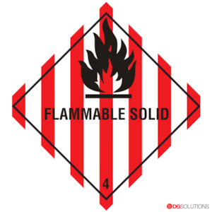 Class Labels: Class 4.1 Flammable Solid Labels – 100mm x 100mm | Roll of 500