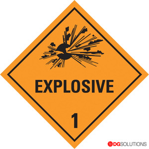 Class Labels: Class 1 Explosive Labels – 100mm x 100mm | Roll of 500
