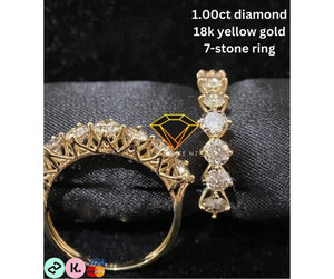 1.0ct Diamond 18k Yellow Gold 7-stone Ring Diamante NZ