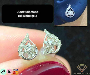 0.20ct Diamond 18k White Gold Earring Diamante NZ