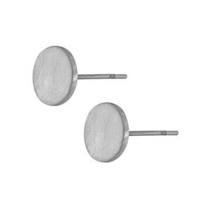 Dansk Smykkekunst: Theia Small Dot Rhodium Ion Plated 0.7Cm Earrings With Surgical Steel Posts