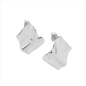 Stainless steel crease rectangle stud earrings