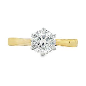 18ct Yellow/White Gold Solitaire Diamond Ring 1.01ct
