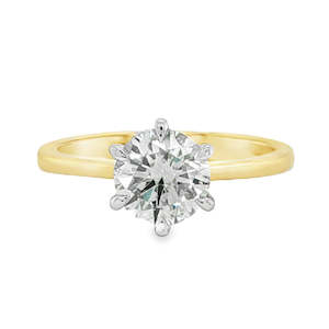18ct Yellow/White Gold Solitaire Diamond Ring 1.50ct