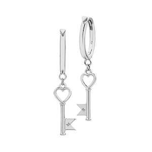 Karen Walker: Karen Walker Monogram Key Earrings Silver