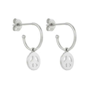 Karen Walker: Karen Walker Mini Peace Hoop Earrings Stg